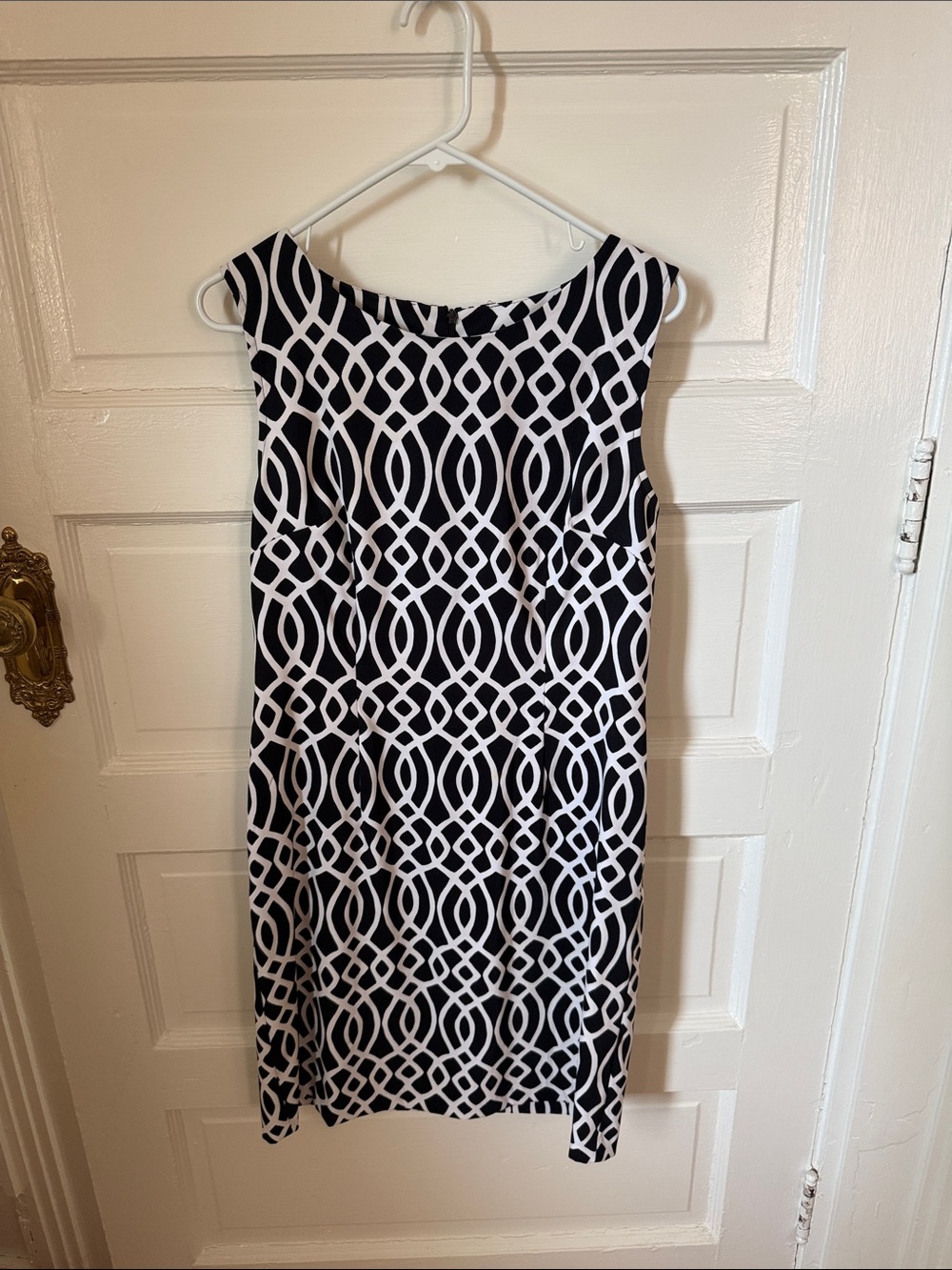 connected apparel Black and White Geometric Midi Dress